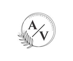 av initialen brief hochzeit monogramm logos vorlage, handgezeichnete moderne minimalistische und florale vorlagen für einladungskarten, datum speichern, elegante identität. vektor