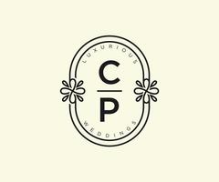 cp initialer brev bröllop monogram logotyper mall, hand dragen modern minimalistisk och blommig mallar för inbjudan kort, spara de datum, elegant identitet. vektor