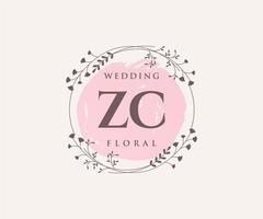 zc Initialen Brief Hochzeit Monogramm Logos Vorlage, handgezeichnete moderne minimalistische und florale Vorlagen für Einladungskarten, Datum speichern, elegante Identität. vektor