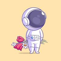 astronaut bärande krans i hand vektor