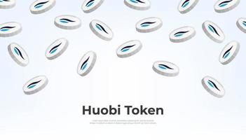 huobi tecken mynt faller från de himmel. ht kryptovaluta begrepp baner bakgrund. vektor