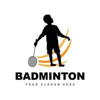 badminton logotyp, sport gren design, vektor abstrakt badminton spelare silhuett samling