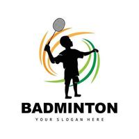 badminton logotyp, sport gren design, vektor abstrakt badminton spelare silhuett samling