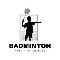 badminton logotyp, sport gren design, vektor abstrakt badminton spelare silhuett samling