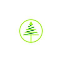 grön tall träd triangel band cirkel symbol logotyp vektor
