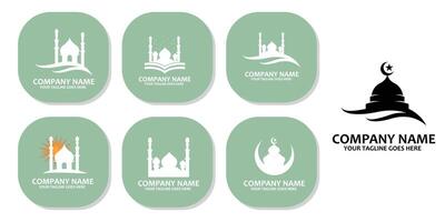 islamisk moské vektor logotyp ikon gratis mall för månaden ramadan kareem och eid