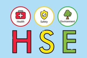 hse-Konzept, Akronym für Gesundheitssicherheit und Umwelt, Vektor-Icon-Design vektor