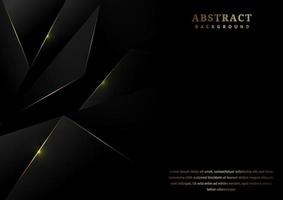 abstraktes schwarzes Polygonmuster mit goldenen Laserlichtlinien auf Luxusart des dunklen Hintergrunds mit Kopierraum für Text.