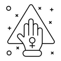 Hand mit Geschlecht Zeichen, linear Symbol von weiblich Handlesekunst vektor
