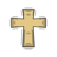 Gelb golden Christian Kruzifix Kreuz eben Vektor Symbol Design.