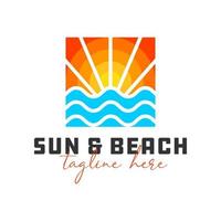 Sol och strand illustration logotyp design din företag vektor