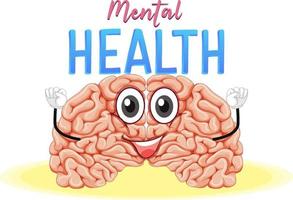 Wort mental Gesundheit mit Mensch Gehirn vektor