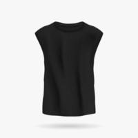 svart ärmlös tshirt unisex- mockup. tillfällig lättvikt Kläder med veck för sporter och varje dag liv. mode design för män och vektor kvinnor