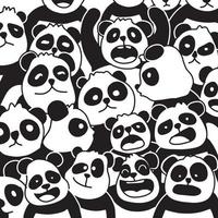 mönster med panda. söt panda ansikte. klotter tecknad serie tapet. illustration. vektor