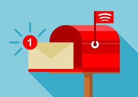 rot Briefkasten öffnen Tür mit Briefumschlag Benachrichtigung online eben Vektor Design.