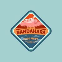 berg logotyp. de berg ursprung från indonesien är som heter montera bandahara. med en höjd av 3 030 meter vektor
