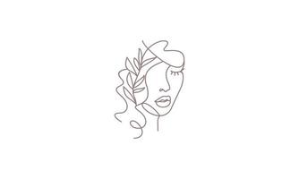 Frau Gesicht mit schön abstrakt Linien Logo vektor