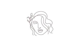 Frau Gesicht mit schön abstrakt Linien Logo vektor