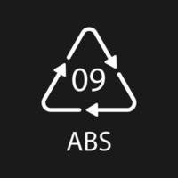 plast återvinna symbol abs 9 vektor ikon. plaståtervinningskod abs 09.