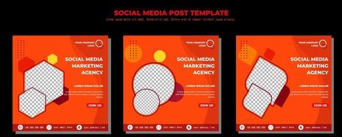 orangefarbene Vektor-Social-Media-Beitragsvorlage, Vektorgrafiken und Text vektor