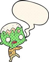 süß Karikatur Zombie und Rede Blase im Comic Buch Stil vektor