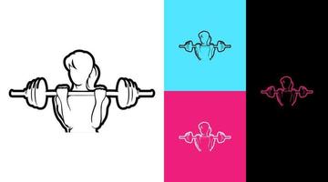 kvinna vikt lyft muskel kondition Gym ikon logotyp design begrepp vektor