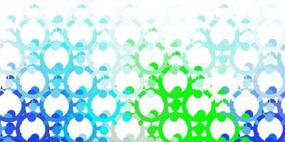 ljusblått, grönt vektormönster med coronaviruselement. vektor