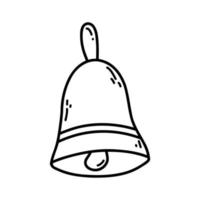 Hand gezeichnet Gekritzel Glocke. Vektor skizzieren Illustration von schwarz Gliederung Benachrichtigung Symbol, Schule Glocke zum drucken, Färbung Buchseite, Kinder Design, Logo.