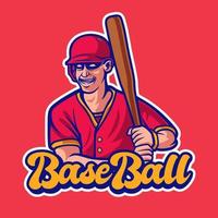 Baseball Spieler Maskottchen Logo. Sport Beruf Abzeichen Logo vektor