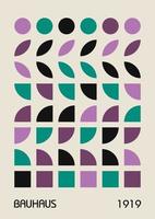 Minimale geometrische Designplakate der 20er Jahre, Wandkunst, Vorlage, Layout mit primitiven Formelementen. Bauhaus-Retro-Musterhintergrund, abstrakte Vektorkreis-, Dreiecks- und Quadratlinienkunst. vektor