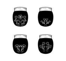 Flasche Brille mit Blumen- schwarz Farbe Sammlung vektor