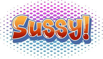 sussy Text Wort Banner Comic-Stil vektor