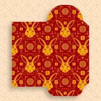 kinesiskt nyår 2023 lyckligt rött kuvert-pengapaket för kaninens år vektor