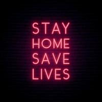 stanna hemma rädda liv neon offert för skydd mot coronavirus vektor