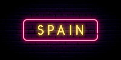 Spanien Leuchtreklame. helles Licht Schild. vektor