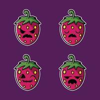 vektor illustration av ondska jordgubb emoji