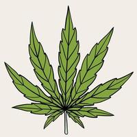 Einfachheit Cannabisblatt Freihandzeichnung. vektor