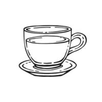 Tee Tasse auf Weiß Hintergrund. Hand gezeichnet Vektor Illustration.