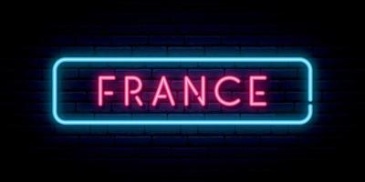 Frankreich Leuchtreklame. helles Licht Schild. vektor