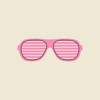 klassisk 80s 90s element i modern stil platt, linje stil. hand dragen vektor illustration av retro eller årgång rosa randig solglasögon, sommar tillbehör. mode lappa, bricka, emblem, logotyp