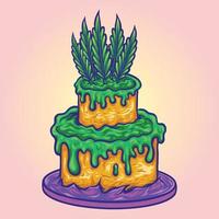 köstlich Cannabis Brithday Kuchen bunt Vektor Abbildungen zum Ihre Arbeit Logo, Maskottchen Fan-Shop T-Shirt, Aufkleber und Etikette Entwürfe, Poster, Gruß Karten Werbung Geschäft Unternehmen