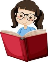 ein Mädchen lesen Buch im Karikatur Stil vektor