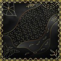 Seide Schal Stoff Textur, Laub schwarz und Gold Schal Muster Design vektor