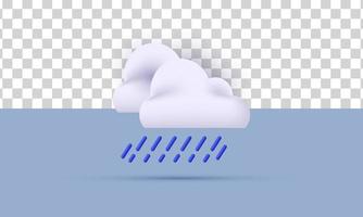 einzigartig realistisch Wolke Regen Symbol Natur 3d Design isoliert auf vektor