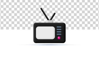 unik realistisk gammal TV ikon stil 3d design isolerat på vektor