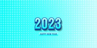 glücklich Neu Jahr 2023 Blau Hintergrund Vektor Nummer Illustration 3d