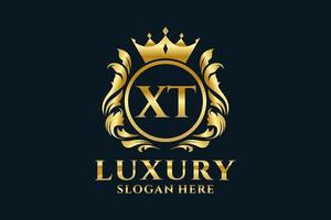Royal Luxury Logo-Vorlage mit anfänglichem xt-Buchstaben in Vektorgrafiken für luxuriöse Branding-Projekte und andere Vektorillustrationen. vektor