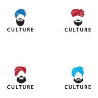 turban mustasch Indien indisk logotyp design vektor illustration.