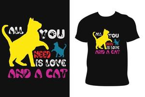 Katzen-T-Shirt-Design. Katzen-T-Shirt. Katzen-T-Shirt kostenloser Vektor. vektor