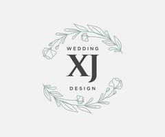 xj initialen brief hochzeitsmonogramm logos sammlung, handgezeichnete moderne minimalistische und florale vorlagen für einladungskarten, save the date, elegante identität für restaurant, boutique, café im vektor